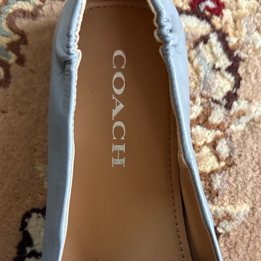 Coach Light Gray Leather Moccasin Driving Loafers - Picture 3 of 4